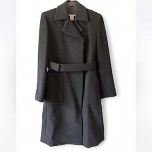 Vintage Armani Exchange Elegant Black Women's Belted Long Coat